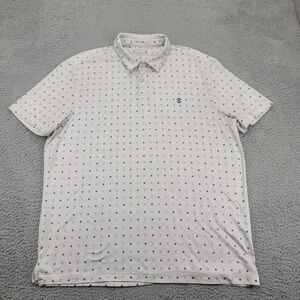 Izod Golf Shirt Mens XL Light Gray Geometric All Over Print Outdoors Lightweight